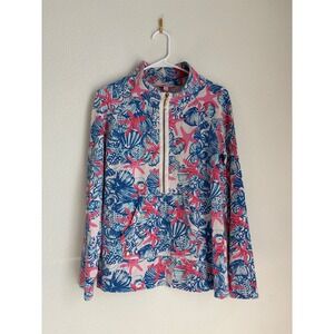 Lilly‎ Pulitzer Skipper Popover Half Zip Pullover Sea Shell Starfish Blue Pink M